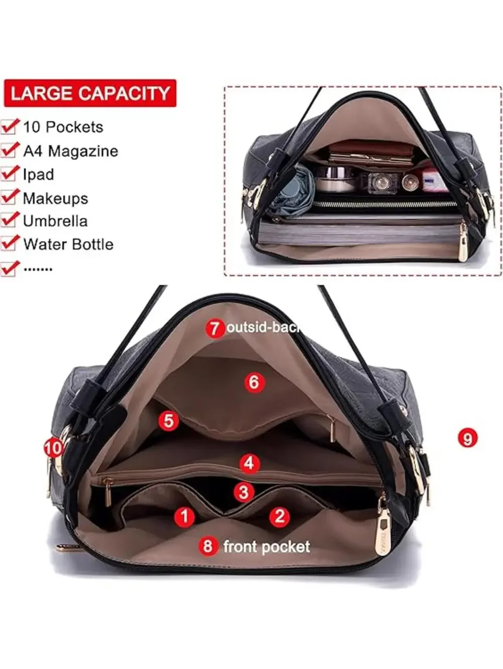 Large bag with matching crossbody and wallet (3 piece set)